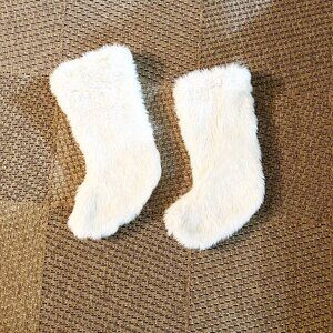 Set of Cream Faux Fur Christmas Stockings